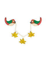 Autumn Leaves Birds Brooch