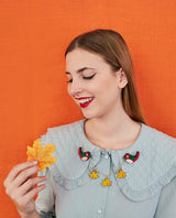 Autumn Leaves Birds Brooch