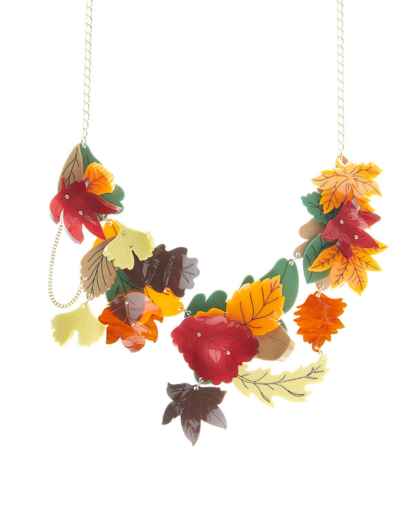 Autumn Leaves Falling Statement Necklace