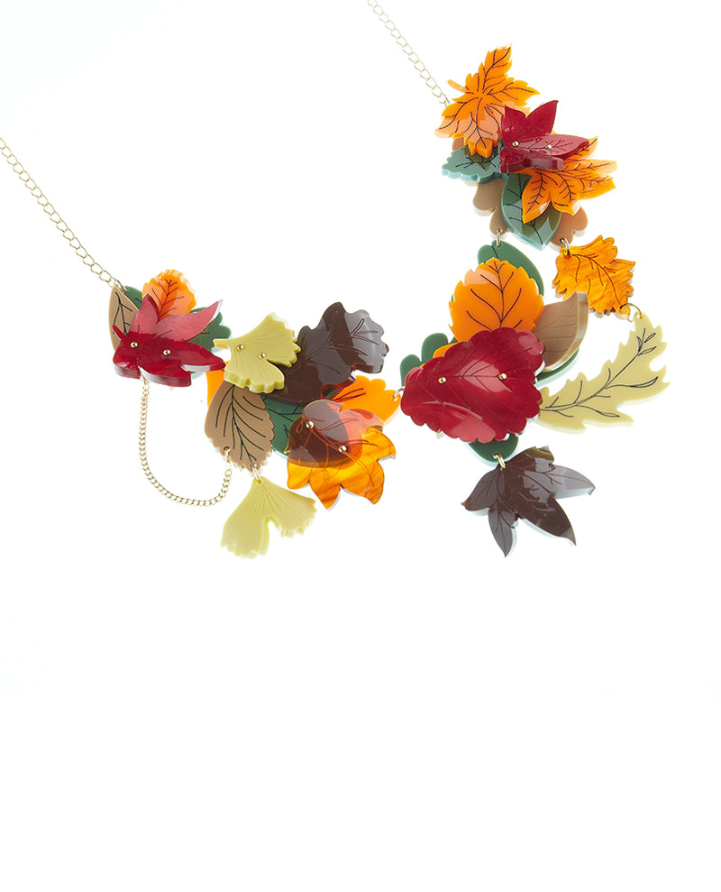 Autumn Leaves Falling Statement Necklace