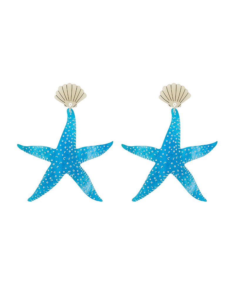 Blue Starfish Earrings