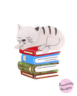 Cat-sleeping-on-books-essentials-brooch-essentials-la-vidriola-detail