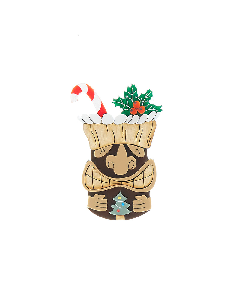 Cheers! Tikki Christmas Cocktail Brooch