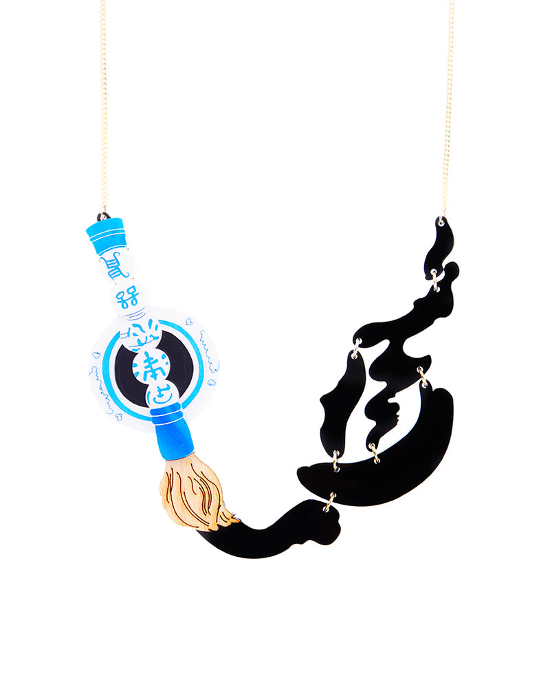 Chinese Ink and Brush Necklace