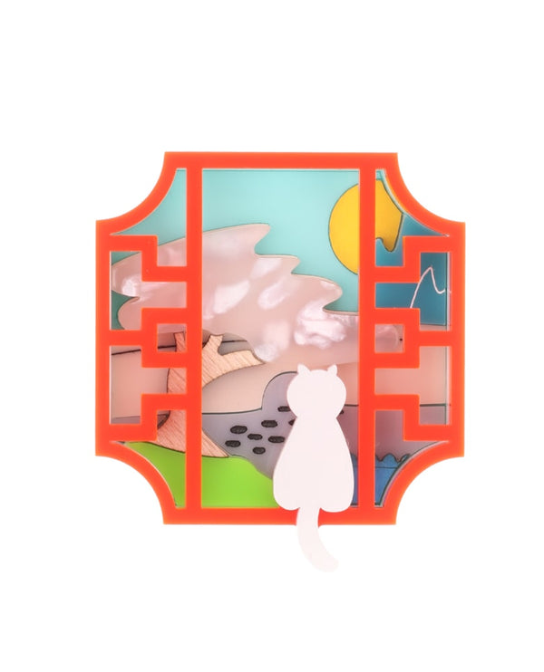 Chinese-garden-window-view-brooch-Nǐ-hǎo-collection-la-vidriola-detail