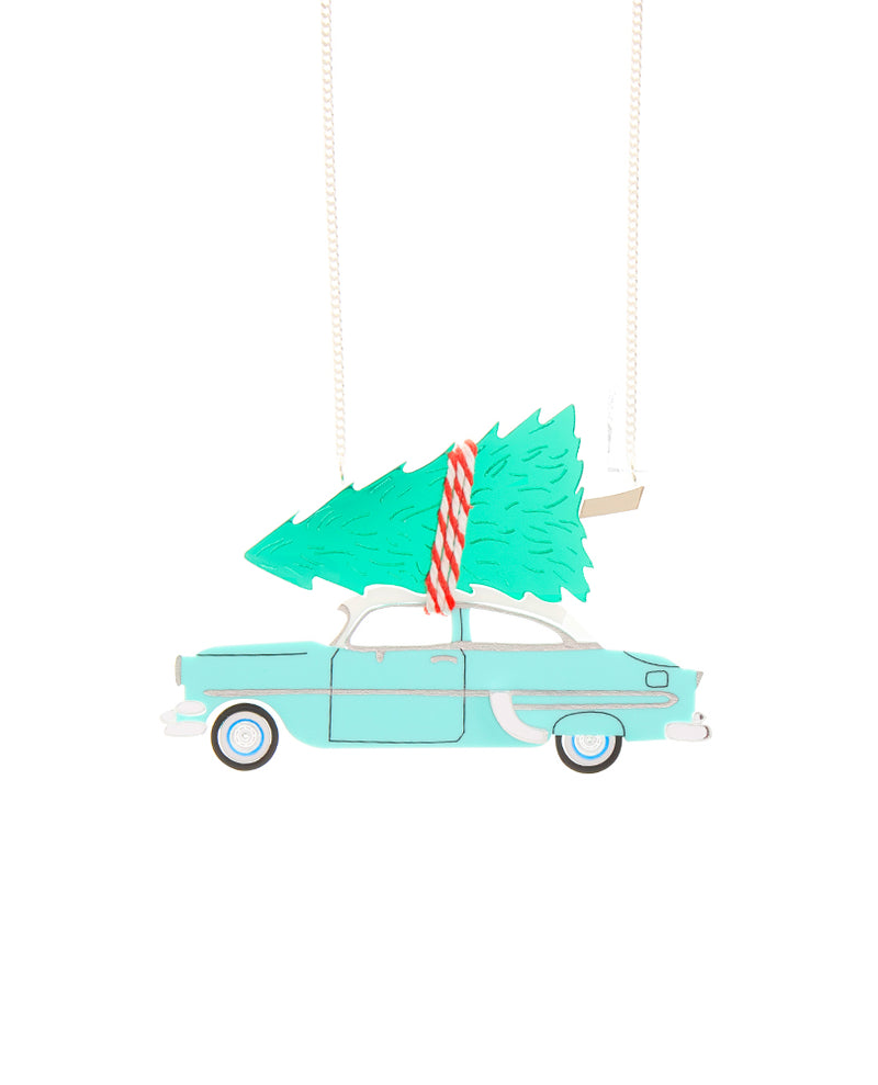 Christmas Tree On My 50s Car Necklace