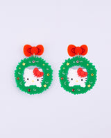 Christmas wreath Hello Kitty Earrings