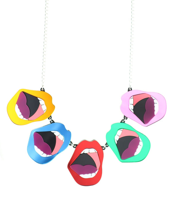 Colourful lips statement necklace