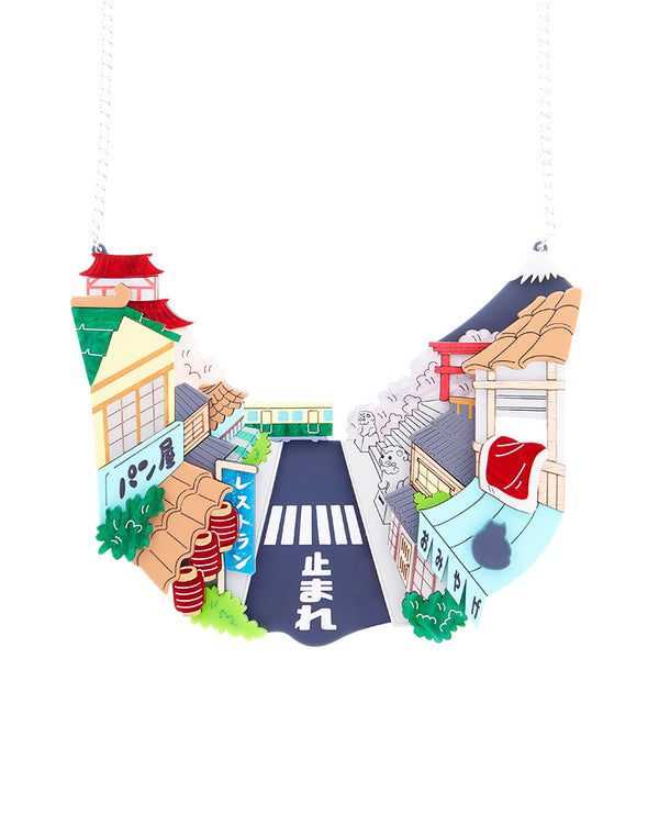 Cosy Japanese Neighbourhood Statement Necklace