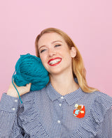 Cosy Knitting Kitten Brooch