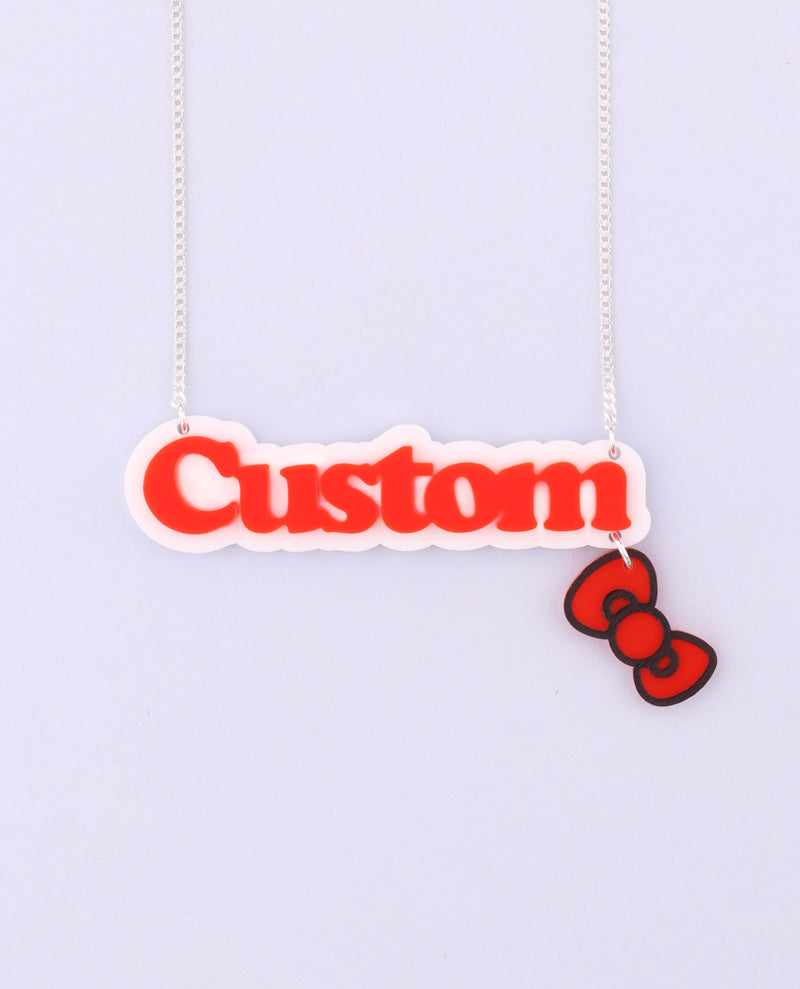Custom Hello Kitty bow necklace