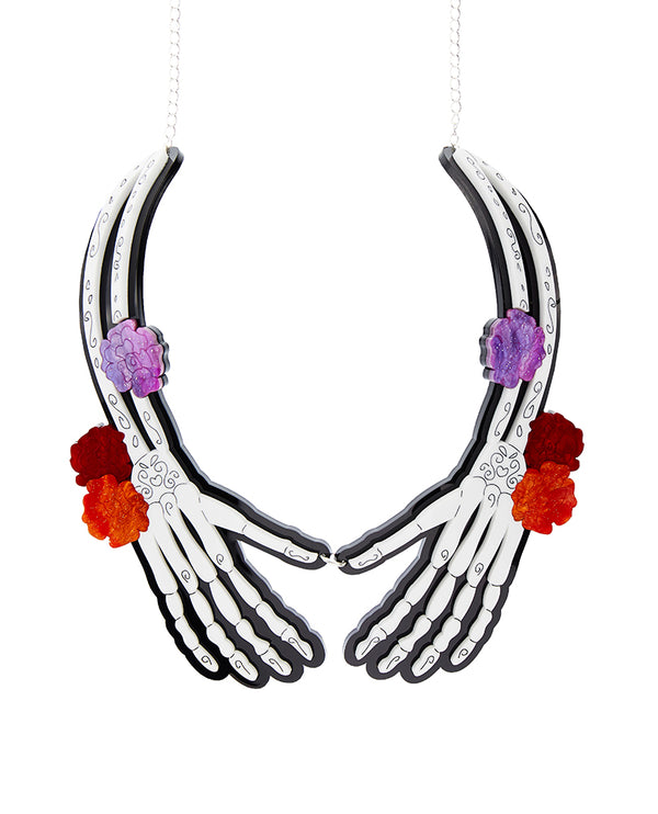 Día de los Muertos Skeleton Hands statement Necklace