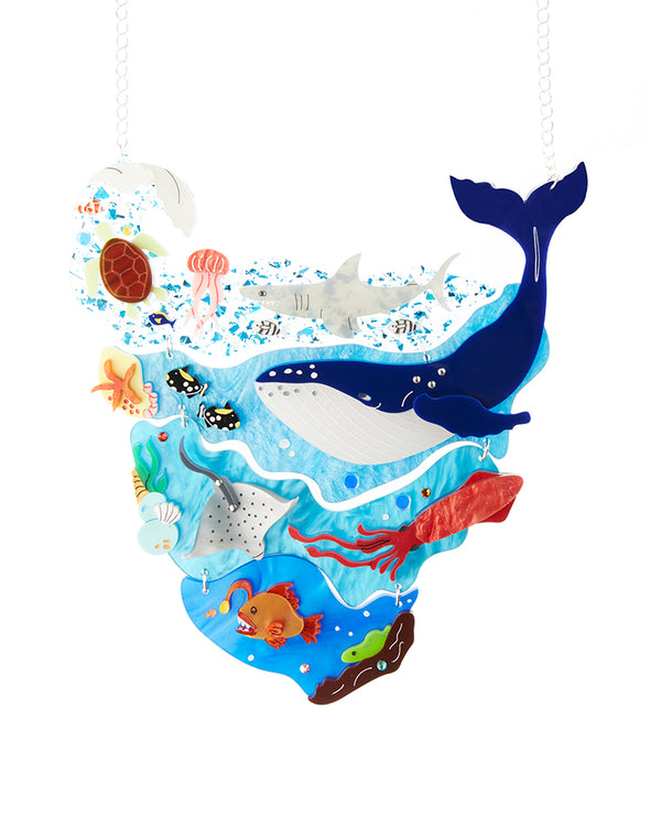 Deep Blue Ocean Wonders Statement Necklace