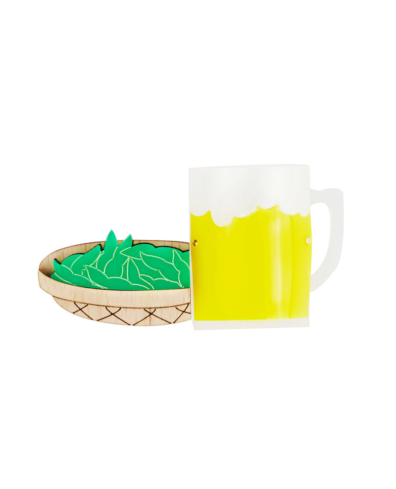 Edamame and Beer in Summer Brooch