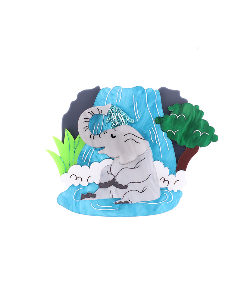 Elephant Shower Time! Brooch