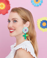 Fancy Folk Flower Paper Cut Out Earrings