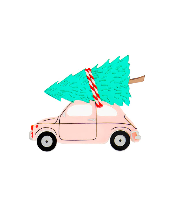 Festive Christmas Tree Car Brooch