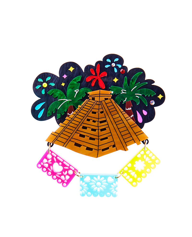 Festive colours from Kukulkan temple Brooch