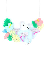 Flamingo-statementt-necklace-la-vidriola-plastic-jewellery-take-away-last-minute-detail