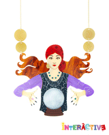 Fortune Teller Reads The Crystal Ball Statement Necklace -interactive-