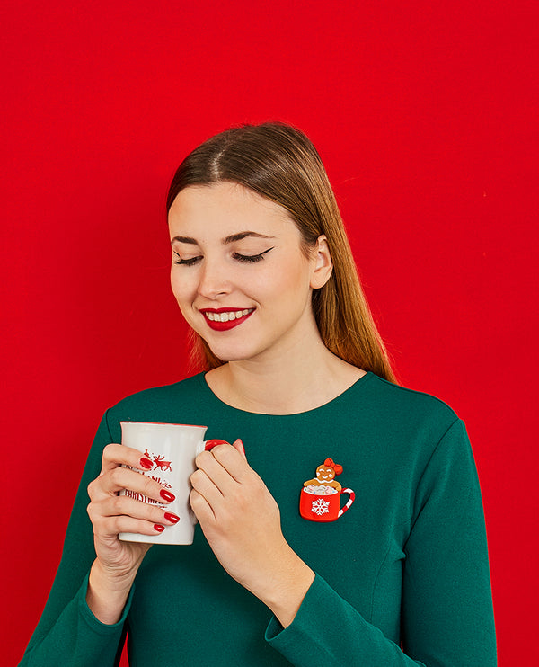 Gingerbread Spa Hot Cocoa Brooch