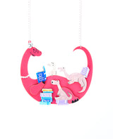 Granny Dino reading to her Grand-Dinos Necklace