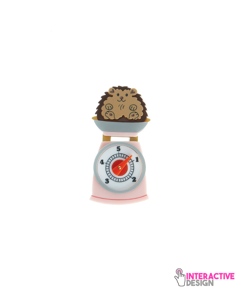 Hedgehog Helping with the Baking Brooch -interactive-