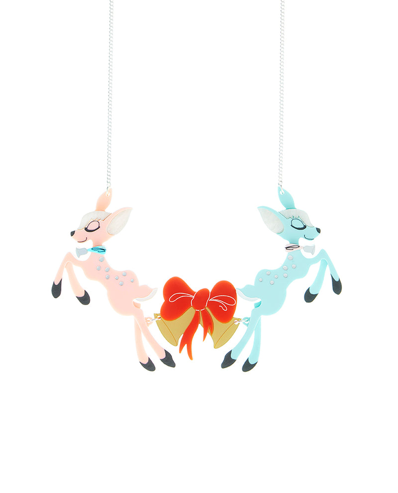Jolly Pastel Kitsch Deers Necklace