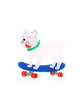 Kickflip Dog skating brooch