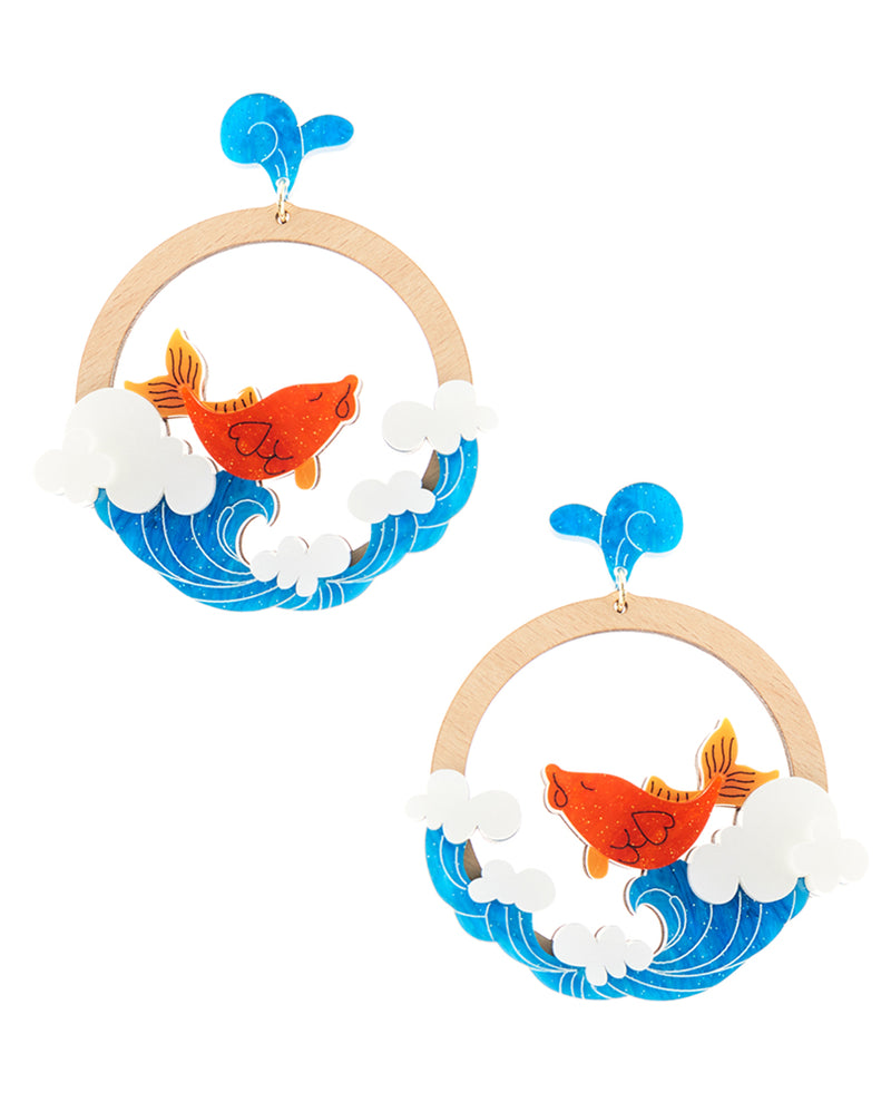Koi Jumping in the Pond Earrings