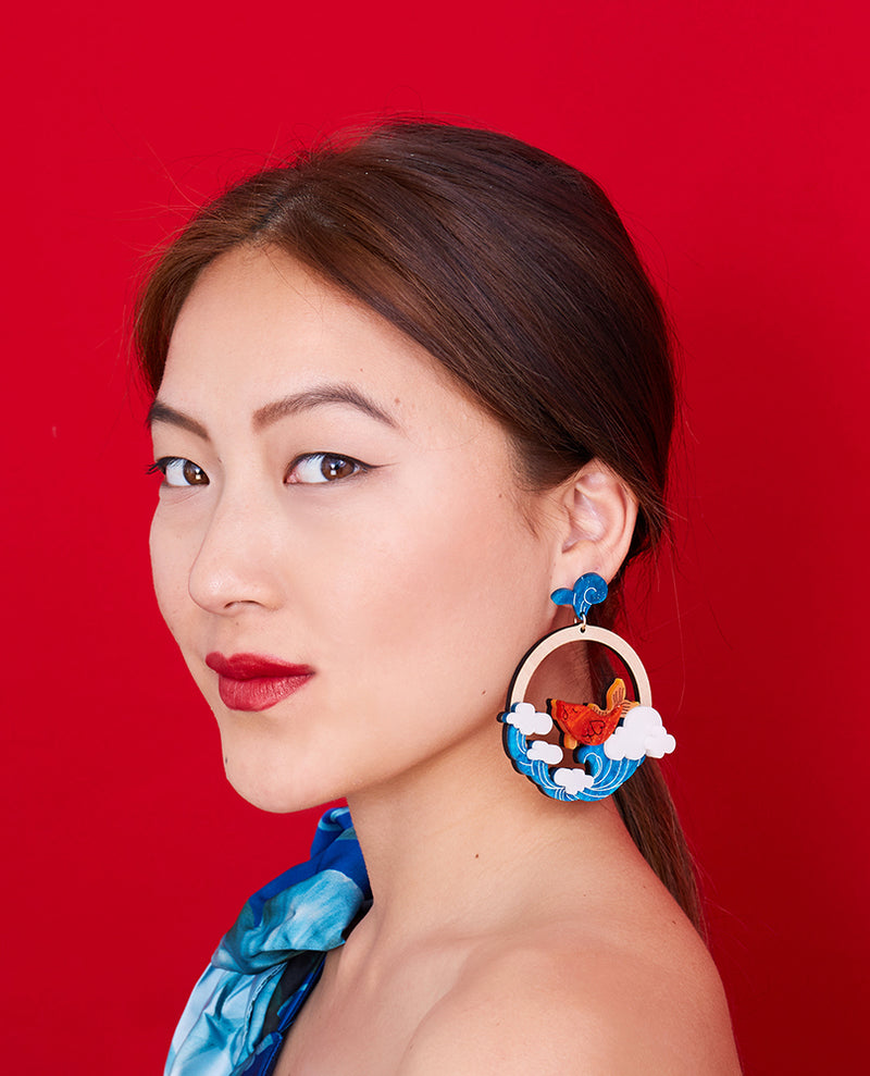 Koi Jumping in the Pond Earrings