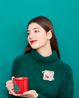 Konnichiwa! Japanese Christmas Home Brooch -interactive-