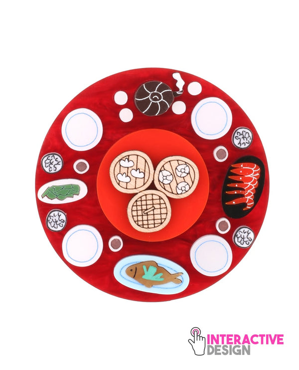 Lazy-Susan-Chinese-dinner-brooch--interactive-Nǐ-hǎo-collection-la-vidriola-detail