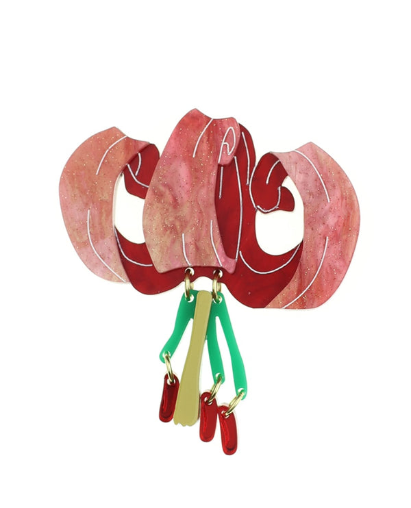 Lilium pomponium flower brooch