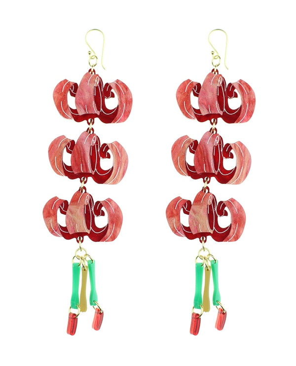 Lilium pomponium flower earrings