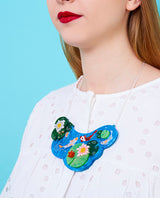 Lily Pad Koi Fish in Pond Necklace