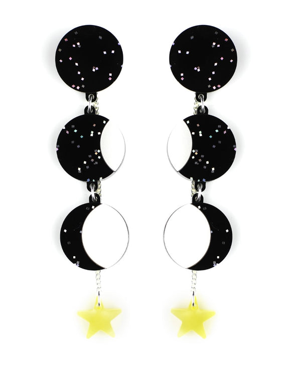 Lunar-phases-statement-earringsla-vidriola-plastic-jewellery-cosmica-detail