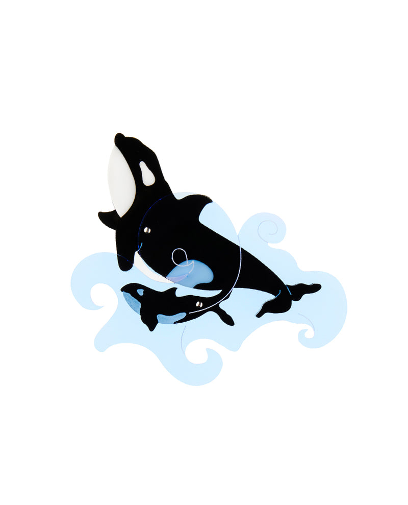 Majestic Orca Whale Brooch