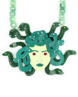 Medusa-statement-green-necklace-classic-la-vidriola-detail