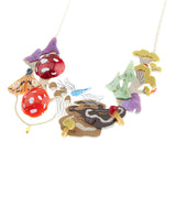Mystical Mushroom and Insect Morning Dew Statement Necklace