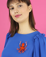 Octopus orange brooch