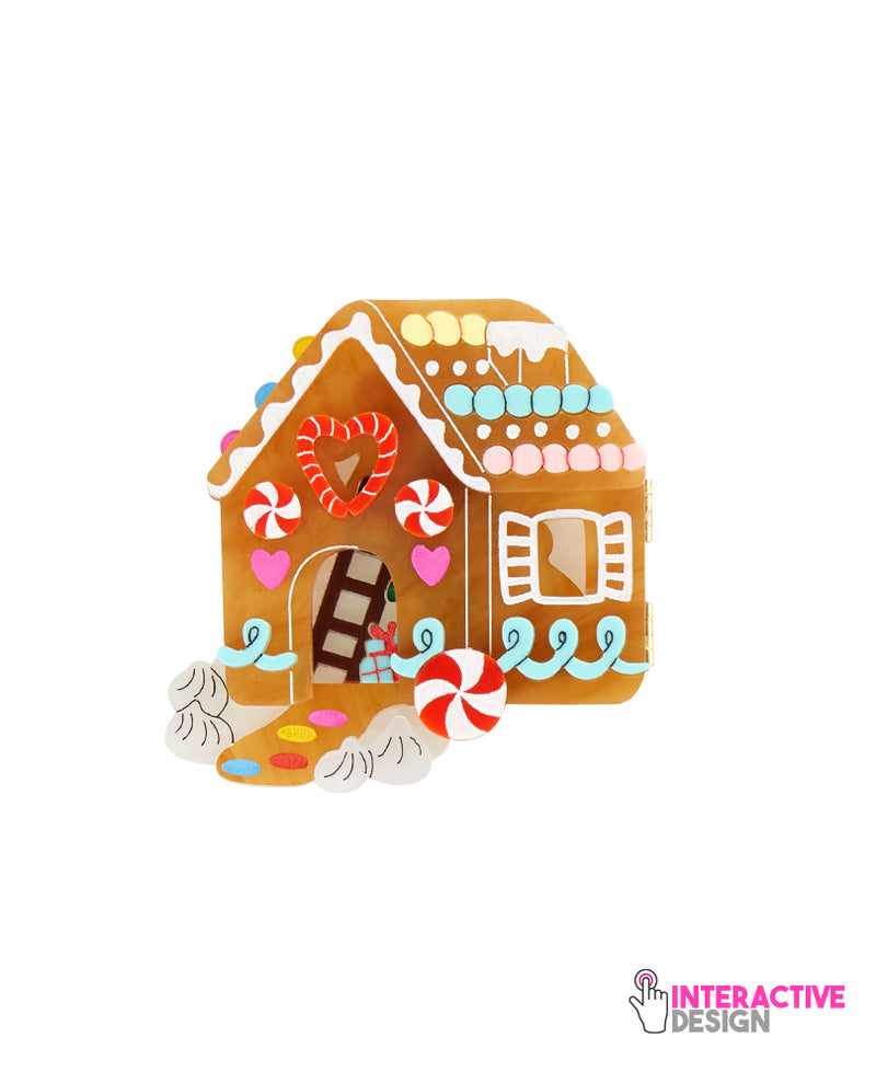 Open The Gingerbread House And… Brooch -interactive-