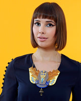 Pharaoh-statement-necklace-la-vidriola-plastic-jewellery-take-away-product