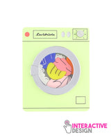 Spining washing machine brooch - interactive-