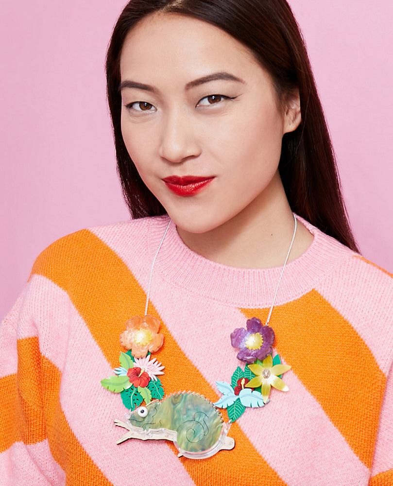 Premium Tropical Chameleon Necklace -interactive-