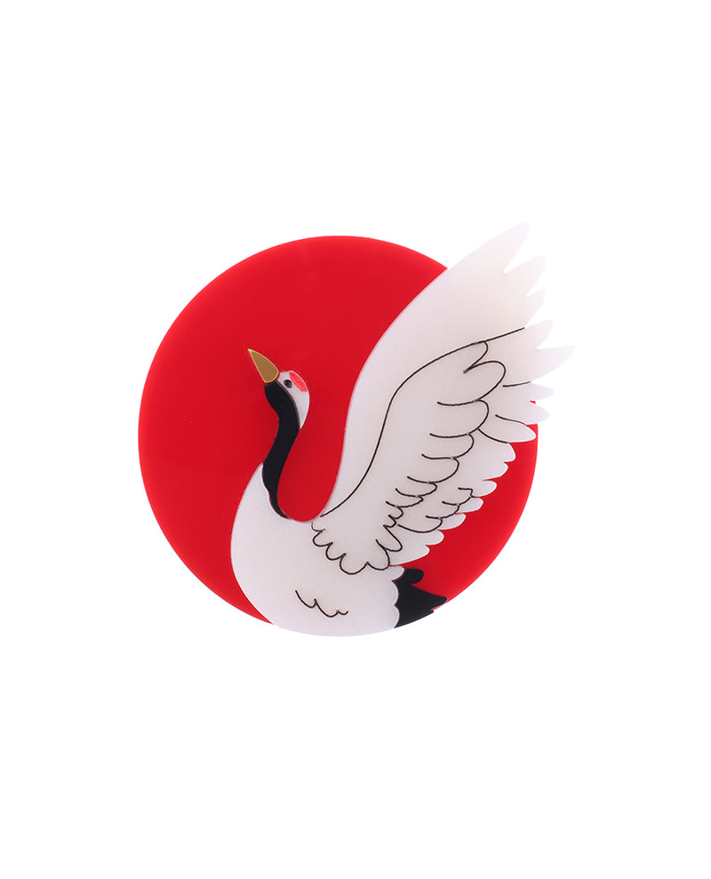 Red-Crowned Crane Brooch