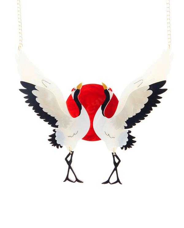 Red-Crowned Cranes Necklace