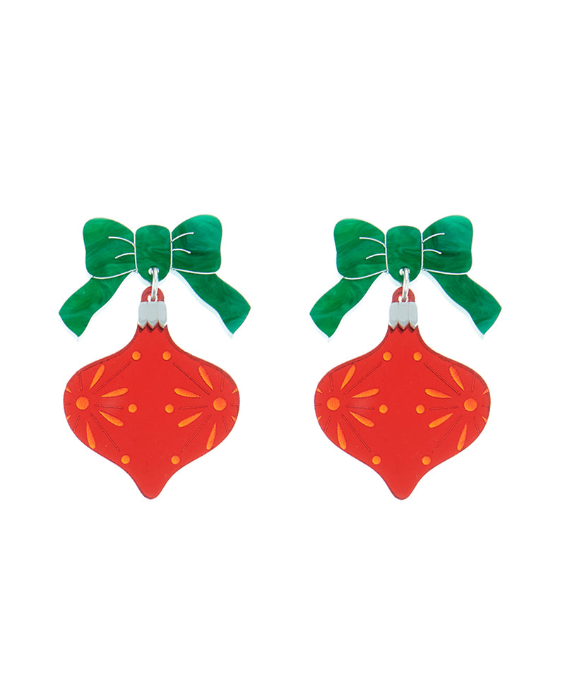 Retro Jolly Christmas Ornament Earrings