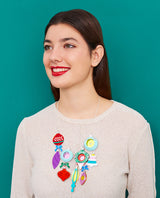 Retro Jolly Christmas Ornaments Statement Necklace