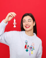 Retro Vintage Christmas Ornaments Statement Necklace